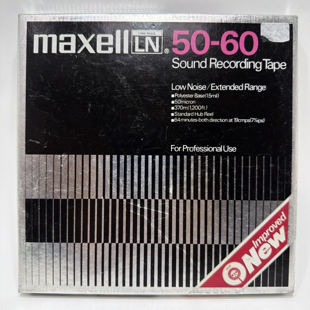 Maxell LN 50-60 Low Noise Sound Recording Tape 1200 Ft 64 Min Vintage Japan